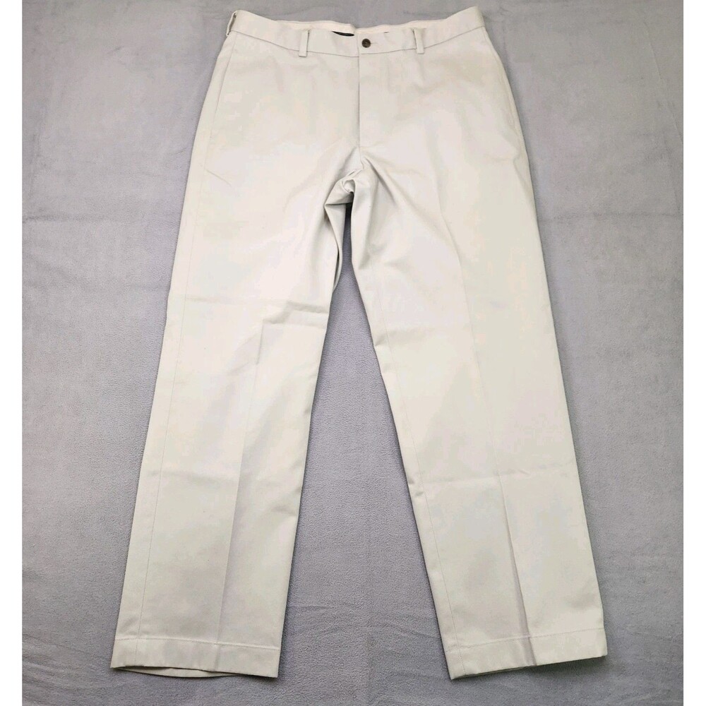 Brooks Brothers Hudson Advantage Chino Pants Men 35x30 Beige Stone Straight Flat